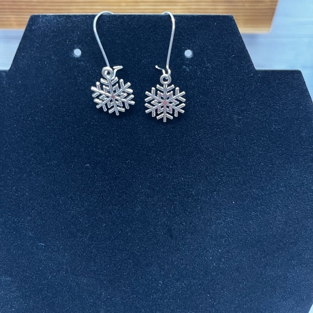 Silver Tone Snowflake Earrings